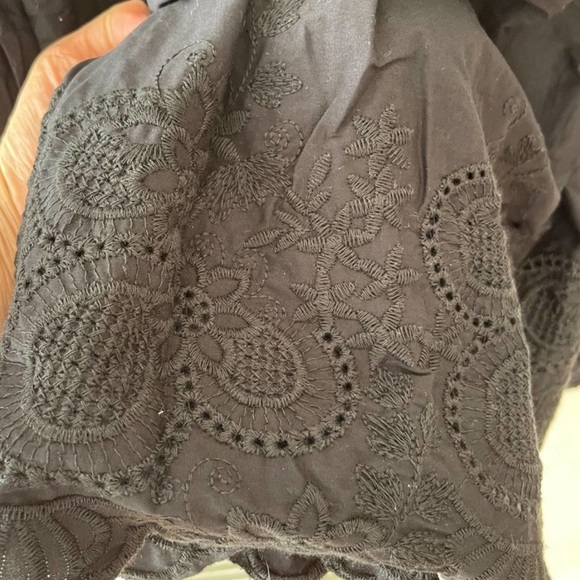 New Jason Wu Womens Tiered Smocked Maxi Dress Black Shoulder Ties Large - Picture 7 of 17